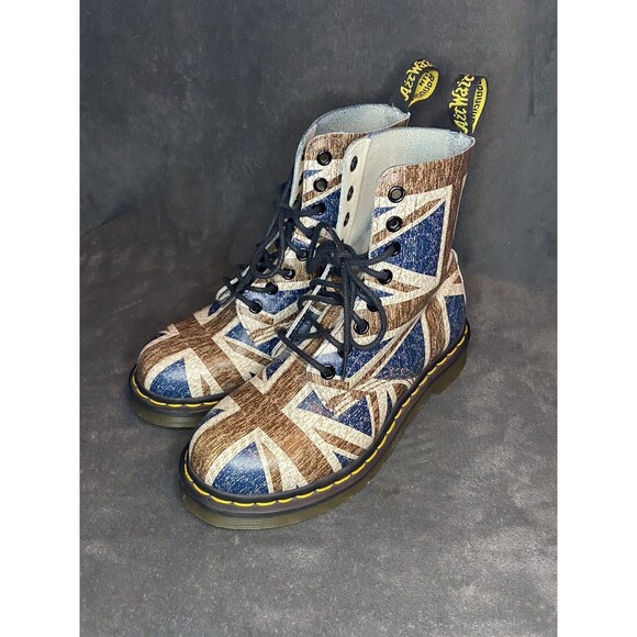 Dr Doc Martens Pascal Virginia Union Jack British Flag Boots Womens US 6 - Picture 3 of 8